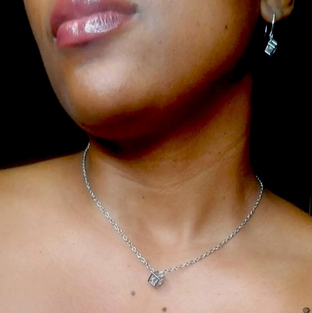 ON SALE! Elegant Silver Plated Caged Crystal Pendant Necklace